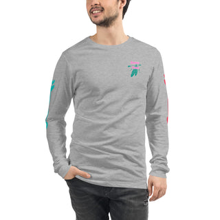 Unisex Sansui Tribe Long Sleeve Tee (Pink/Teal)