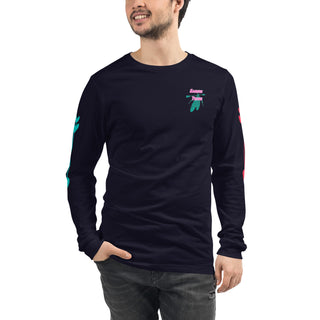 Unisex Sansui Tribe Long Sleeve Tee (Pink/Teal)