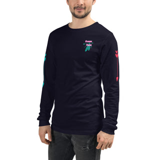 Unisex Sansui Tribe Long Sleeve Tee (Pink/Teal)