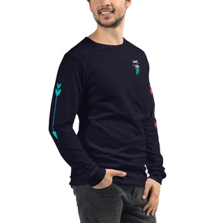 Unisex Sansui Tribe Long Sleeve Tee (Pink/Teal)